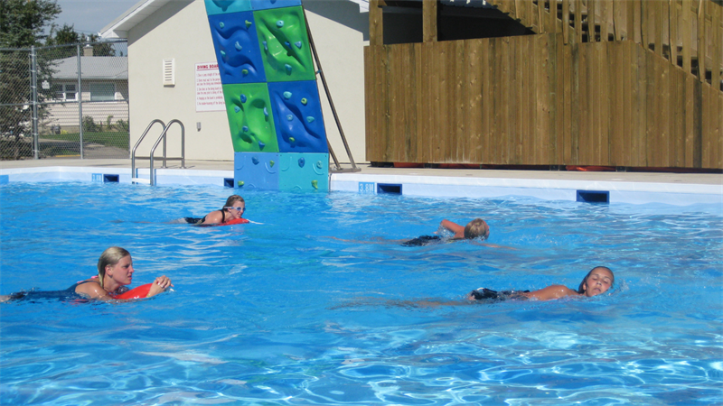 Lifeguard training in pool